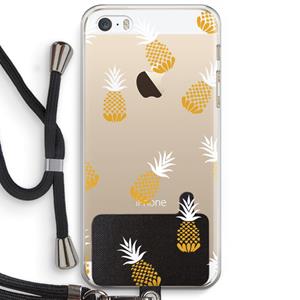 CaseCompany Ananasjes: iPhone 5 / 5S / SE Transparant Hoesje met koord