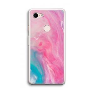 CaseCompany Roze explosie: Google Pixel 3 Transparant Hoesje