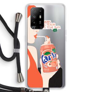 CaseCompany Peach please!: Oppo A94 5G Transparant Hoesje met koord