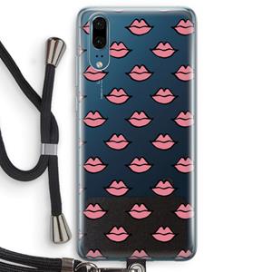 CaseCompany Lipjes: Huawei P20 Transparant Hoesje met koord