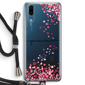 CaseCompany Hartjes en kusjes: Huawei P20 Transparant Hoesje met koord