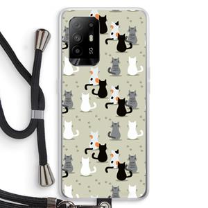 CaseCompany Katten: Oppo A94 5G Transparant Hoesje met koord
