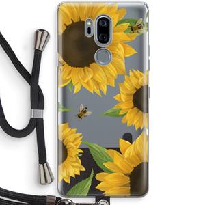 CaseCompany Sunflower and bees: LG G7 Thinq Transparant Hoesje met koord