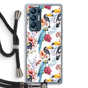 CaseCompany Bloemen tukan: Oppo Find X3 Neo Transparant Hoesje met koord