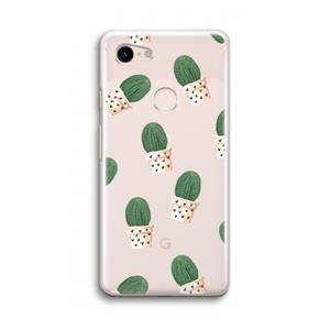 CaseCompany Cactusprint roze: Google Pixel 3 Transparant Hoesje