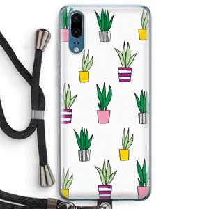 CaseCompany Sanseveria: Huawei P20 Transparant Hoesje met koord