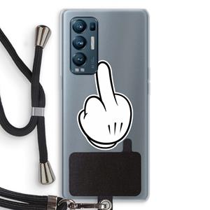 CaseCompany Middle finger white: Oppo Find X3 Neo Transparant Hoesje met koord