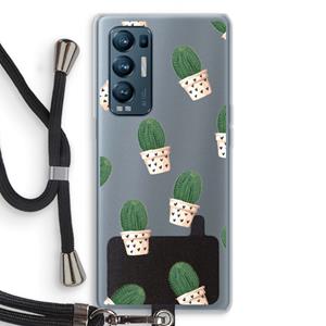 CaseCompany Cactusprint roze: Oppo Find X3 Neo Transparant Hoesje met koord