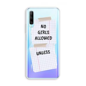 CaseCompany No Girls Allowed Unless: Huawei P Smart Pro Transparant Hoesje