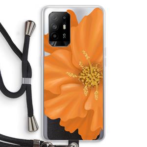 CaseCompany Orange Ellila flower: Oppo A94 5G Transparant Hoesje met koord
