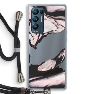 CaseCompany Roze stroom: Oppo Find X3 Neo Transparant Hoesje met koord