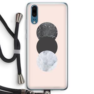 CaseCompany Marmeren cirkels: Huawei P20 Transparant Hoesje met koord