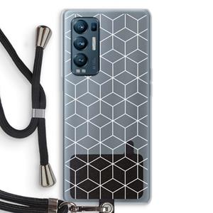 CaseCompany Zwart-witte kubussen: Oppo Find X3 Neo Transparant Hoesje met koord