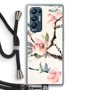 CaseCompany Japanse bloemen: Oppo Find X3 Neo Transparant Hoesje met koord