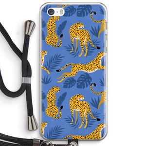 CaseCompany Luipaard: iPhone 5 / 5S / SE Transparant Hoesje met koord