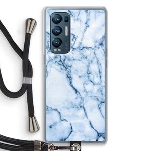CaseCompany Blauw marmer: Oppo Find X3 Neo Transparant Hoesje met koord
