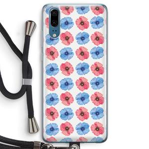 CaseCompany Klaproosjes: Huawei P20 Transparant Hoesje met koord