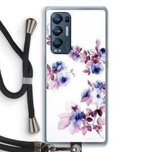 CaseCompany Waterverf bloemen: Oppo Find X3 Neo Transparant Hoesje met koord