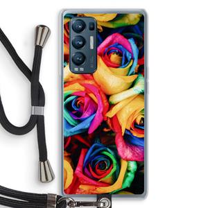 CaseCompany Neon bloemen: Oppo Find X3 Neo Transparant Hoesje met koord
