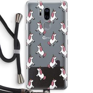 CaseCompany Eenhoorns overal: LG G7 Thinq Transparant Hoesje met koord