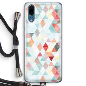 CaseCompany Gekleurde driehoekjes pastel: Huawei P20 Transparant Hoesje met koord