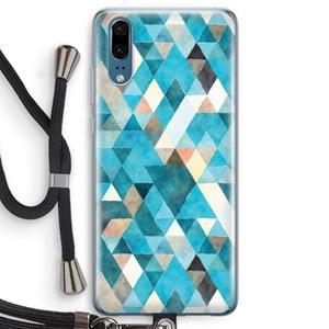 CaseCompany Gekleurde driehoekjes blauw: Huawei P20 Transparant Hoesje met koord