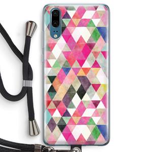 CaseCompany Gekleurde driehoekjes: Huawei P20 Transparant Hoesje met koord