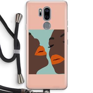 CaseCompany Orange lips: LG G7 Thinq Transparant Hoesje met koord