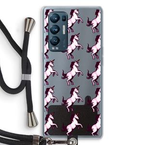 CaseCompany Musketon Unicorn: Oppo Find X3 Neo Transparant Hoesje met koord