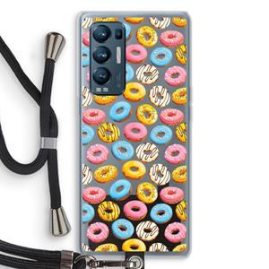 CaseCompany Pink donuts: Oppo Find X3 Neo Transparant Hoesje met koord