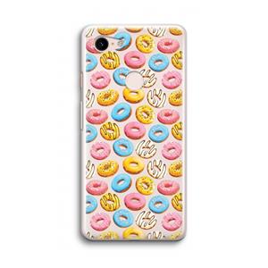 CaseCompany Pink donuts: Google Pixel 3 Transparant Hoesje