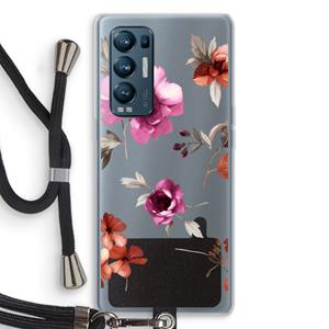 CaseCompany Geschilderde bloemen: Oppo Find X3 Neo Transparant Hoesje met koord