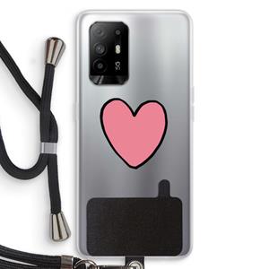 CaseCompany Hartje: Oppo A94 5G Transparant Hoesje met koord