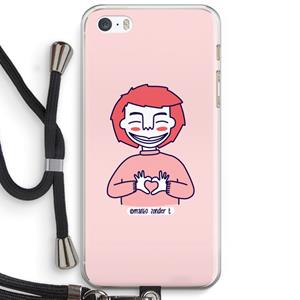 CaseCompany Hartje: iPhone 5 / 5S / SE Transparant Hoesje met koord