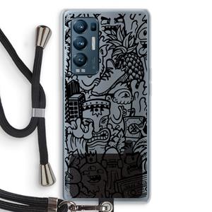 CaseCompany Vexx Black Mixtape: Oppo Find X3 Neo Transparant Hoesje met koord