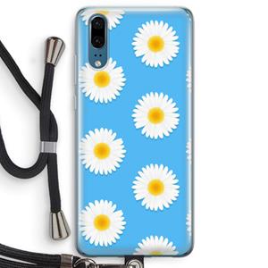 CaseCompany Margrietjes: Huawei P20 Transparant Hoesje met koord