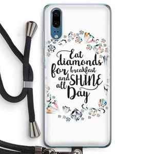 CaseCompany Diamonds: Huawei P20 Transparant Hoesje met koord