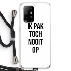 CaseCompany Ik pak nooit op: Oppo A94 5G Transparant Hoesje met koord