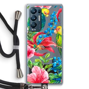 CaseCompany Papegaaien: Oppo Find X3 Neo Transparant Hoesje met koord