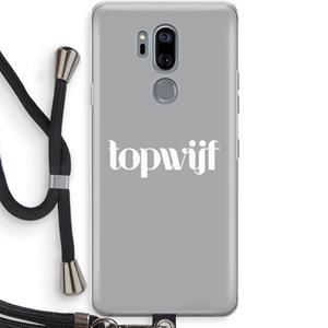 CaseCompany Topwijf Grijs Wit: LG G7 Thinq Transparant Hoesje met koord