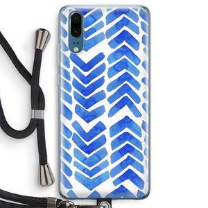 CaseCompany Blauwe pijlen: Huawei P20 Transparant Hoesje met koord