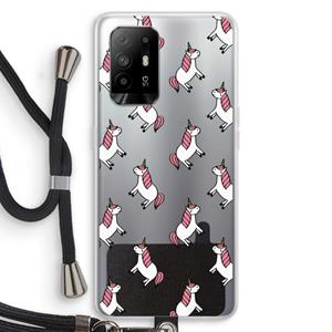 CaseCompany Eenhoorns overal: Oppo A94 5G Transparant Hoesje met koord