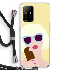 CaseCompany Ice cream: Oppo A94 5G Transparant Hoesje met koord
