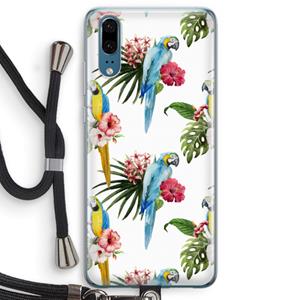 CaseCompany Kleurrijke papegaaien: Huawei P20 Transparant Hoesje met koord