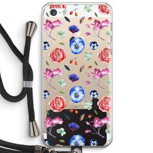 CaseCompany Bloemetjes: iPhone 5 / 5S / SE Transparant Hoesje met koord