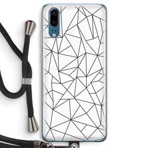 CaseCompany Geometrische lijnen zwart: Huawei P20 Transparant Hoesje met koord