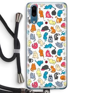 CaseCompany Kleurrijke katten: Huawei P20 Transparant Hoesje met koord