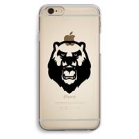 CaseCompany Angry Bear (black): iPhone 6 / 6S Transparant Hoesje