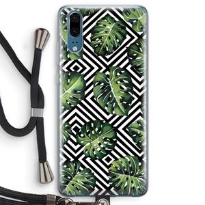 CaseCompany Geometrische jungle: Huawei P20 Transparant Hoesje met koord