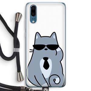 CaseCompany Cool cat: Huawei P20 Transparant Hoesje met koord